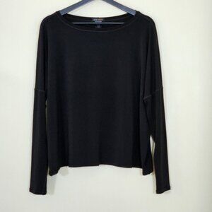 Eva Varro Top Womens XL Black LS Round Neck Oversized Slouchy Goth Witchy Flaw